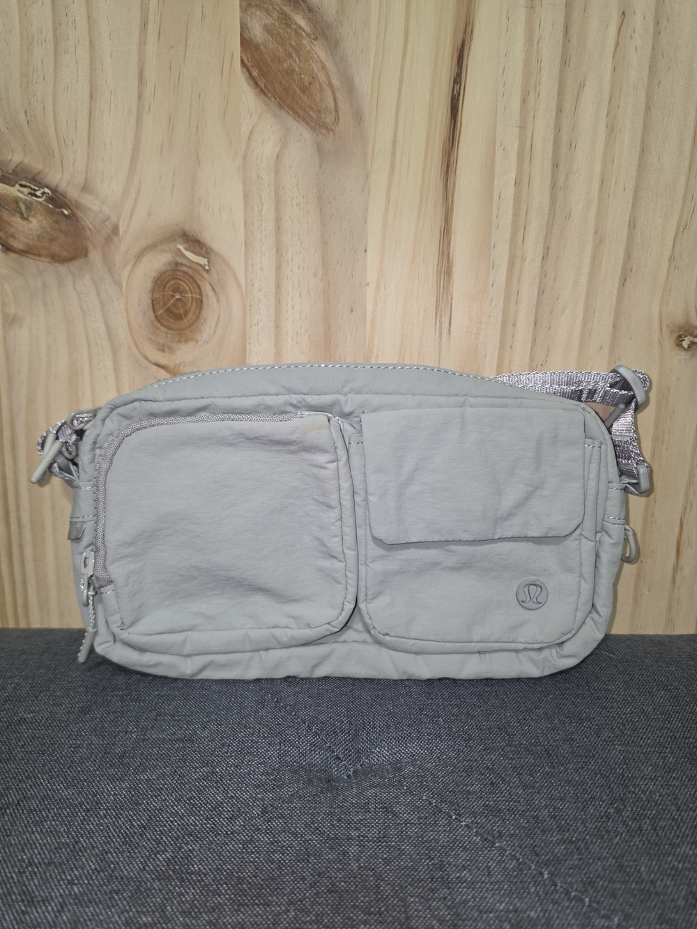 lululemon athletica Light Gray Crossbody Bag with Front Pockets